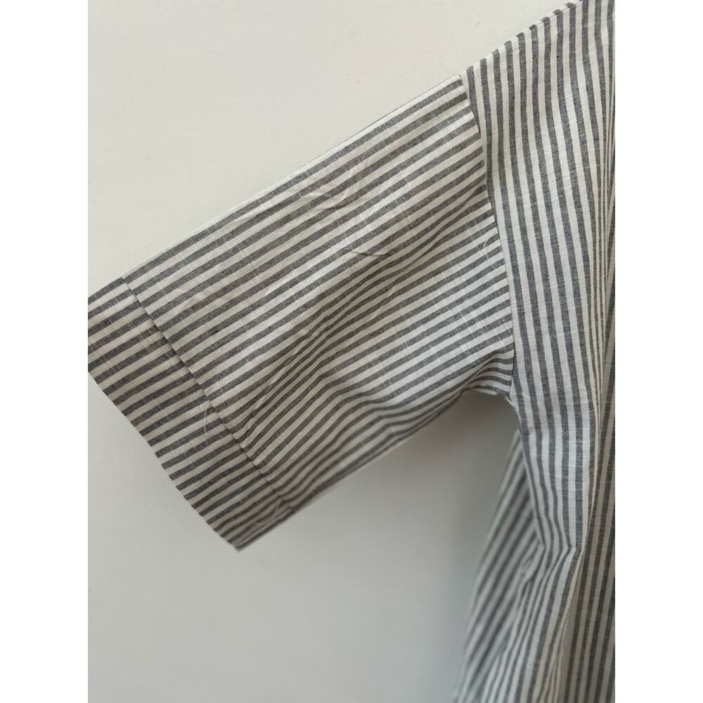 Lyra Kaftan Midi Dress Women's Size Small Grey Striped Short Sleeves V-Neck - Picture 3 of 7